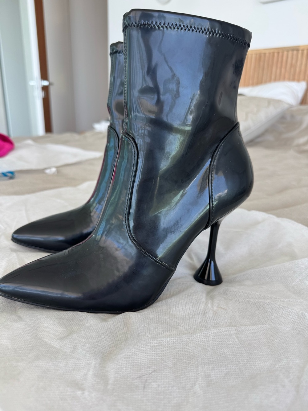Statement Patent Boots | Sculptural
Heel |